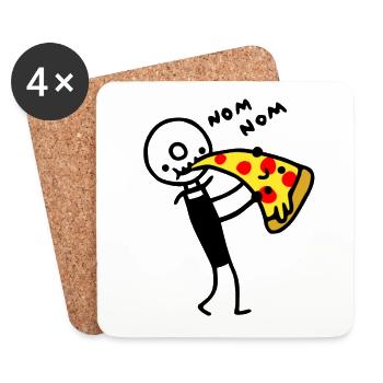 Pizza coupe mange de la pizza - Dessous de verre (lot de 4) - blanc - Devant