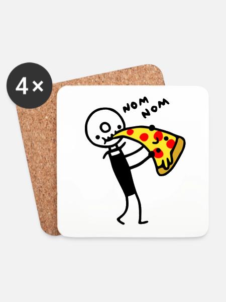 Pizzaschneider isst Pizza - Untersetzer (4er-Set) - Weiß