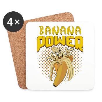 Banana Power white - Coasters (set of 4) - white - Front
