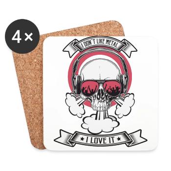 Skull with headphones iconic RocknRoll design - Coasters (set of 4) - white - Front
