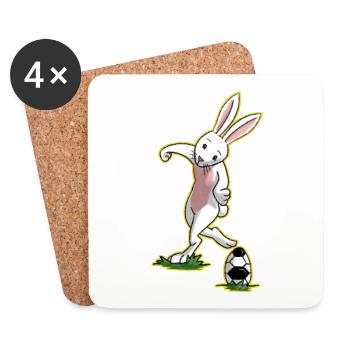 Ich liebe Fussball Ostern Osterhase Geschenk - Untersetzer (4er-Set) - Weiß - Vorne