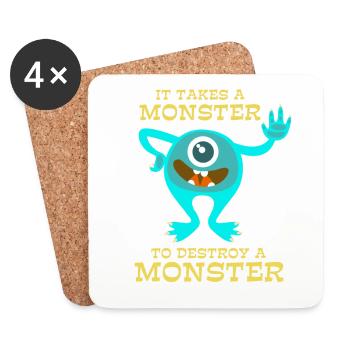 Monster - Creepy - Destroy - Cadeau - Dessous de verre (lot de 4) - blanc - Devant