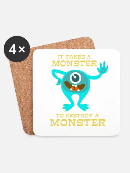 Monster - Creepy - Destroy - Gift - Coasters (set of 4) - white