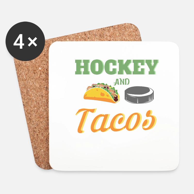 Eishockey und Tacos - Untersetzer (4er-Set) - Weiß
