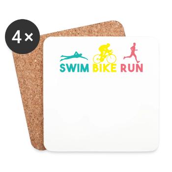 Swim Bike Run Shirt - Gift - Coasters (set of 4) - white - Front