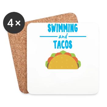 Lustiges Chlor Schwimmer Tacos T-Shirt Geschenk - Untersetzer (4er-Set) - Weiß - Vorne