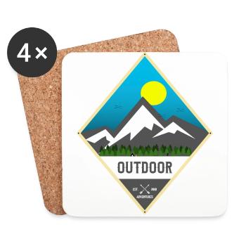 Outdoor Adventures Hiking Hiking Mountain Mountain - Coasters (set of 4) - white - Front
