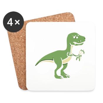 Ist das Bio? Dino - Vegan - Dinosaurier - Untersetzer (4er-Set) - Weiß - Vorne