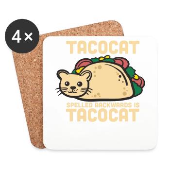 Tacocat - cadeau de gueule de bois de chat de taco - Dessous de verre (lot de 4) - blanc - Devant