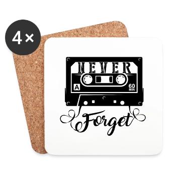 NEVER FORGET - Kassette Retro Geschenk - Untersetzer (4er-Set) - Weiß - Vorne