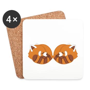 Red Panda - Love - Couple - Partner - Gift - Coasters (set of 4) - white - Front