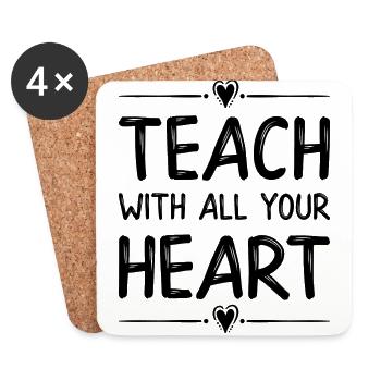 Teach with all your heart - Coasters (set of 4) - white - Front