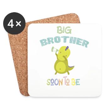 Big Brother Soon to be Baby Announcement DinoDab - Coasters (set of 4) - white - Front