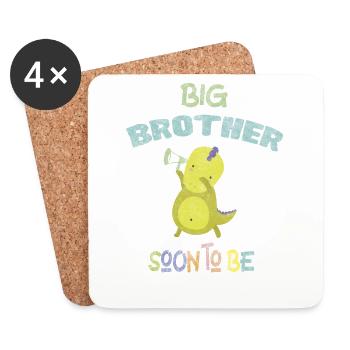 Schwangerschaftsankündigung Grosser Bruder DinoDab - Untersetzer (4er-Set) - Weiß - Vorne