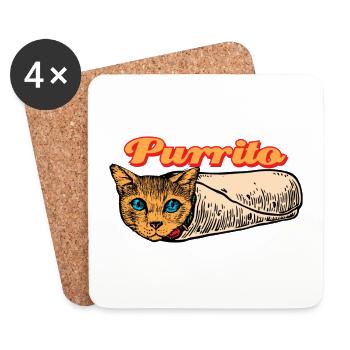 Purrito Katze Cinco De Mayo Geschenk Bengalkatze - Untersetzer (4er-Set) - Weiß - Vorne
