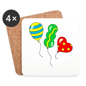 Ballons drôles - Dessous de verre (lot de 4) - blanc - Devant