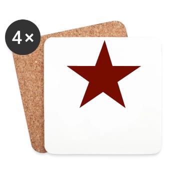 Étoile rouge foncé - Dessous de verre (lot de 4) - blanc - Devant