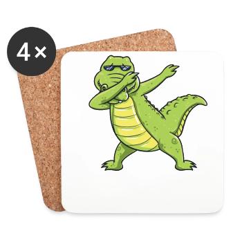 Dabbing Dab Dance Crocodile cadeau anniversaire enfant - Dessous de verre (lot de 4) - blanc - Devant