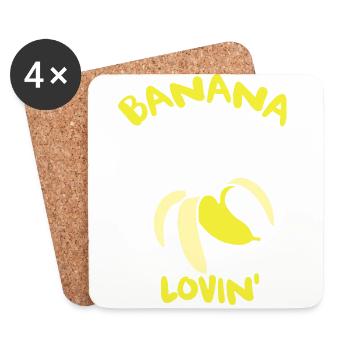 Banana Lovin shirt with banana - Coasters (set of 4) - white - Front