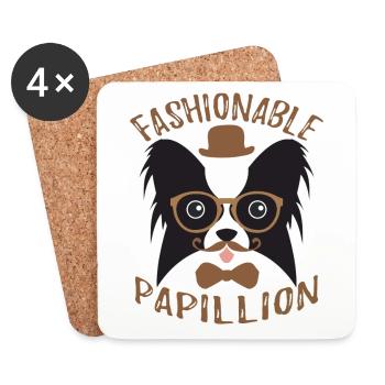 Hipster à la mode Papillion Vintage Drôle - Dessous de verre (lot de 4) - blanc - Devant