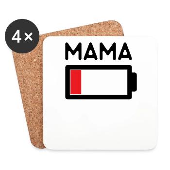 Mama Familie Energie Akku Batterie leer T-Shirt - Untersetzer (4er-Set) - Weiß - Vorne