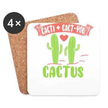 Cacti + Cact-You shirt with Cactus - Coasters (set of 4) - white - Front