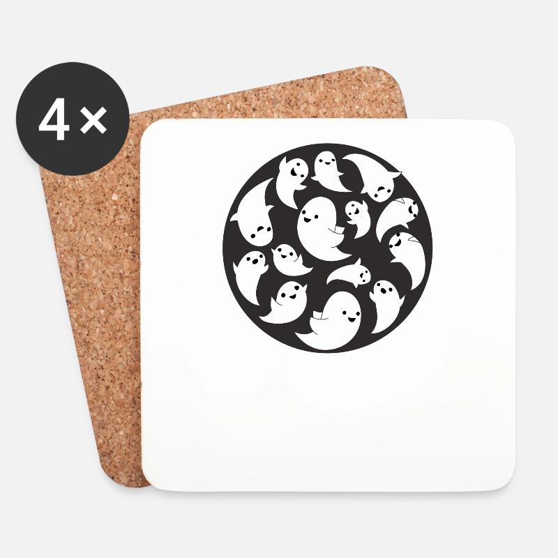 Geisterstunde lustig Halloween Kostüm Geschenk - Untersetzer (4er-Set) - Weiß
