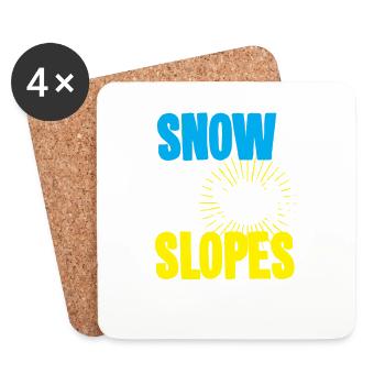Snow Sun Slopes my happy place t-shirt with snow - Coasters (set of 4) - white - Front