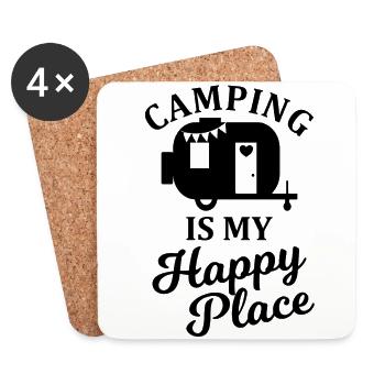 Camping is my happy Place Camper Lover - Untersetzer (4er-Set) - Weiß - Vorne