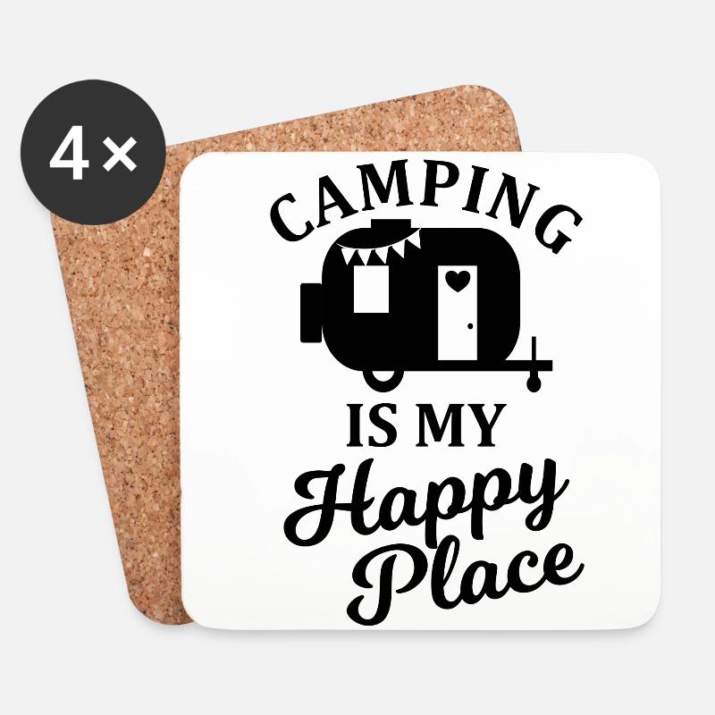 Camping is my happy Place Camper Lover - Untersetzer (4er-Set) - Weiß