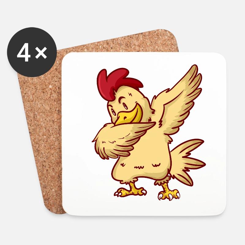 DAB Chicken - Hähnchen - Huhn - Hahn - tanzen - Untersetzer (4er-Set) - Weiß