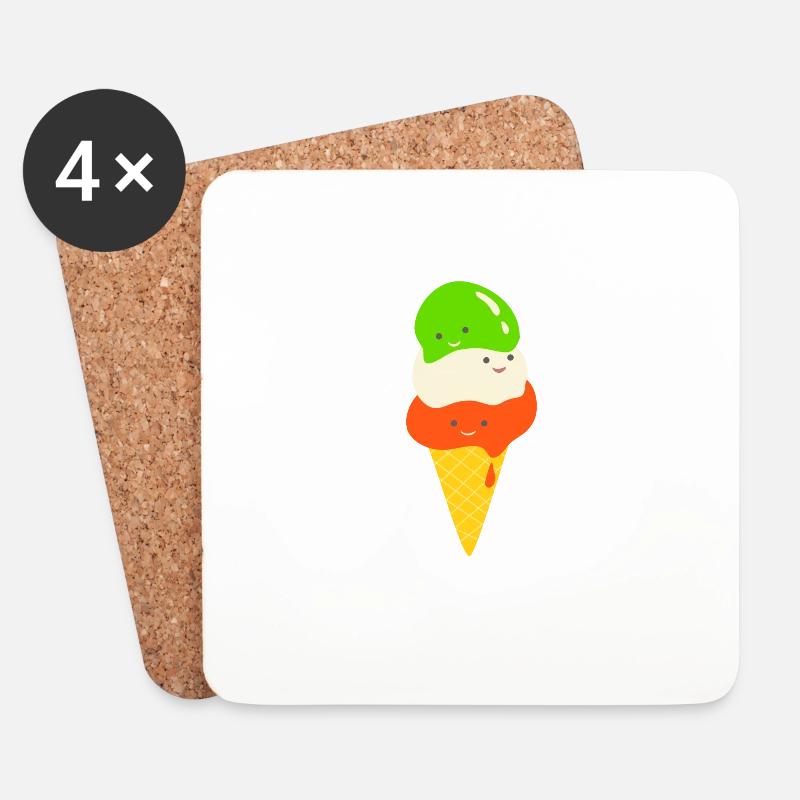 Italienisches Eis Gelato Waffel Geschenk Sommer - Untersetzer (4er-Set) - Weiß
