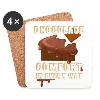 Chocolat - consolation - snacking - délicieux - chocolat - Dessous de verre (lot de 4) - blanc - Devant