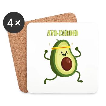 Avocado - Avo-Cardio - Vegan - Healthy Eating - Coasters (set of 4) - white - Front