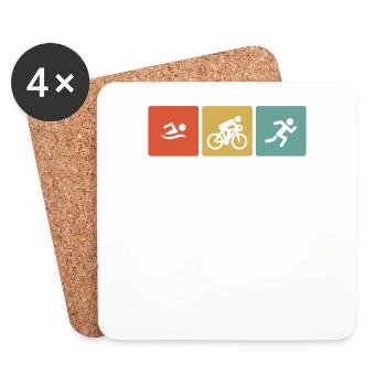 Triathlon Triathlet Symbole Retro Geschenk Laufen - Untersetzer (4er-Set) - Weiß - Vorne