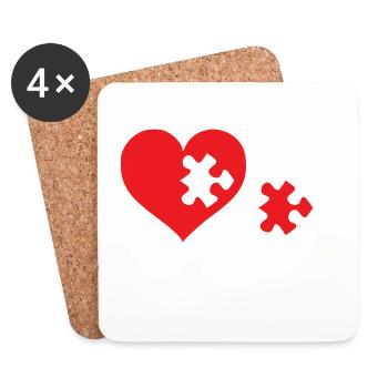 Jigsaw Puzzle - Puzzle - Jigsaw Puzzles - Heart - Coasters (set of 4) - white - Front