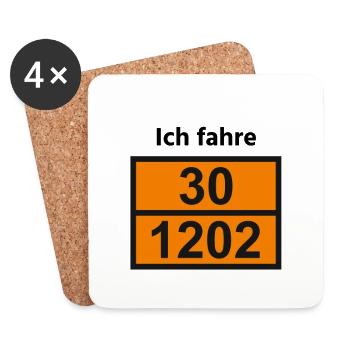 Ich fahre Diesel - Gefahrgut Geschenk - Untersetzer (4er-Set) - Weiß - Vorne