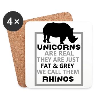 Unicorns Are Real We Call Them Rhinos - Coasters (set of 4) - white - Front