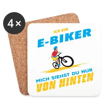 E-Bike Pedelec E Biker Fahrrad E Bike Geschenk - Untersetzer (4er-Set) - Weiß - Vorne