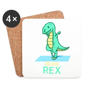 Yoga Saurus Rex - Dino - Sports - Dessous de verre (lot de 4) - blanc - Devant