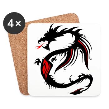 dragon tribal tatouage forme 2004 uuuuuuuuuu w - Dessous de verre (lot de 4) - blanc - Devant