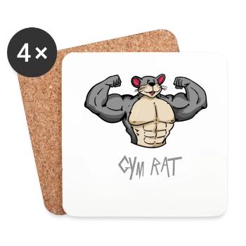 Fitness Rate - Maus - Kraftsport - Bodybuilder - Untersetzer (4er-Set) - Weiß - Vorne