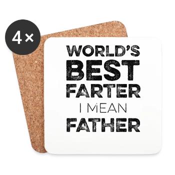Lustiger Vatertag - der beste Vater der Welt, Vater - Untersetzer (4er-Set) - Weiß - Vorne