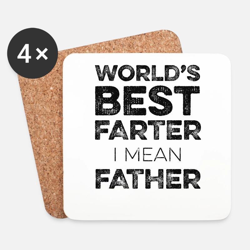Lustiger Vatertag - der beste Vater der Welt, Vater - Untersetzer (4er-Set) - Weiß