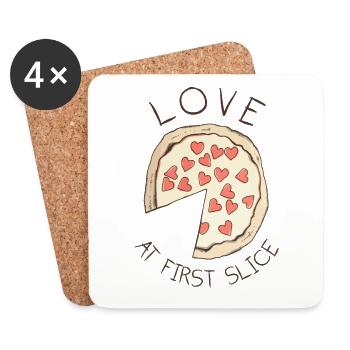 Pizza Love à la première tranche - Dessous de verre (lot de 4) - blanc - Devant