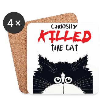 Neugierige Katze - Untersetzer (4er-Set) - Weiß - Vorne
