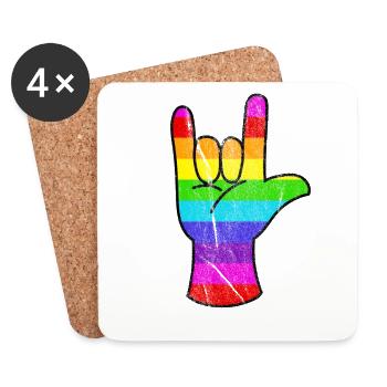 Rainbow Hand Rocking LGBT Pride - Dessous de verre (lot de 4) - blanc - Devant