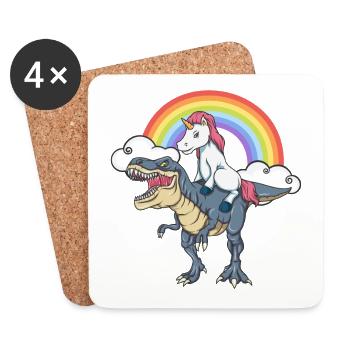 Einhorn Dinosaurier T-Rex Regenbogen Geschenk - Untersetzer (4er-Set) - Weiß - Vorne