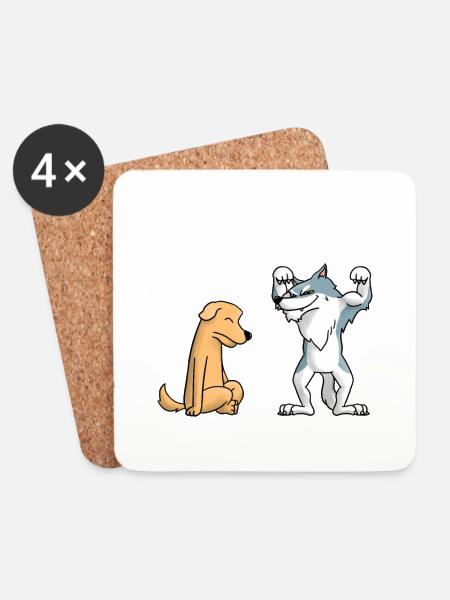 Dein Onkel Mein Onkel Hund Wolf Shirt Geschenk EN - Untersetzer (4er-Set) - Weiß
