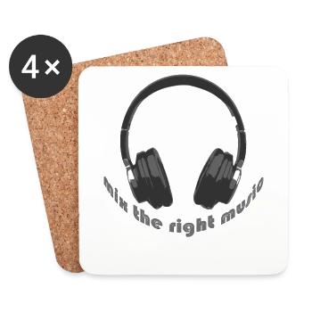 DJ Mix la bonne musique, casque - Dessous de verre (lot de 4) - blanc - Devant